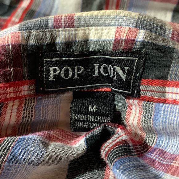 POP ICON-plaid flannel long sleeve stitch-embroidered design button-up shirt - Picture 5 of 10